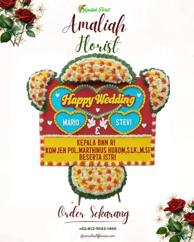 Karangan Papan Bunga Pernikahan di Karundang